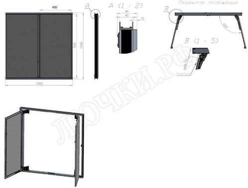 Люк под плитку Нажимной Секрет-Лайт 2 створки 800*750 Люк под плитку Нажимной Секрет-Лайт 2 створки 800*750